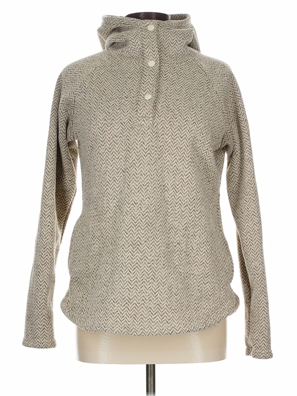Columbia Beige Herringbone Hooded Pullover